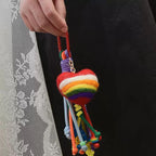 Rainbow Heart Tassel Bag Charm, Colorful Bag Pendant, Handmade Heart Keychain, Cute Purse Charm, Backpack Accessory, Gift for Her