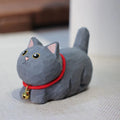 Japanese Wooden Cat Figurine, Hand Carved Cat Statue, Pet Decor, Cute Desk Ornament, Lucky Cat Gift, Linden Wood Animal Sculpture