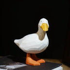 Japanese Wooden Call Duck Figurine, Hand Carved Linden Wood Duck Statue, Japanese Style Animal Decor, Cute Duck Desk Ornament Gift