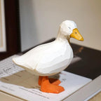 Japanese Wooden Call Duck Figurine, Hand Carved Linden Wood Duck Statue, Japanese Style Animal Decor, Cute Duck Desk Ornament Gift