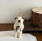 Japanese Style Polar Bear Penguin Pendant, Handmade Wool Felt Keychain, Cute Bag Charm Animal Ornament, Gift Idea