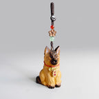 German Shepherd Keychain, Hand Carved Wooden Dog Bag Charm, Rearview Mirror Ornament, Puppy Pendant, Gift for Dog Lovers