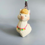 Hand Carved Wooden Alpaca Keychain, Cute Llama Bag Charm, Animal Pendant, Lucky Gift, Rearview Mirror Ornament