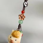 Hand Carved Wooden Alpaca Keychain, Cute Llama Bag Charm, Animal Pendant, Lucky Gift, Rearview Mirror Ornament