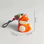 Hand Carved Wooden Fox Keychain, Cute Fox Bag Charm, Animal Pendant, Backpack Charm, Japanese Style Gift, 4 cm