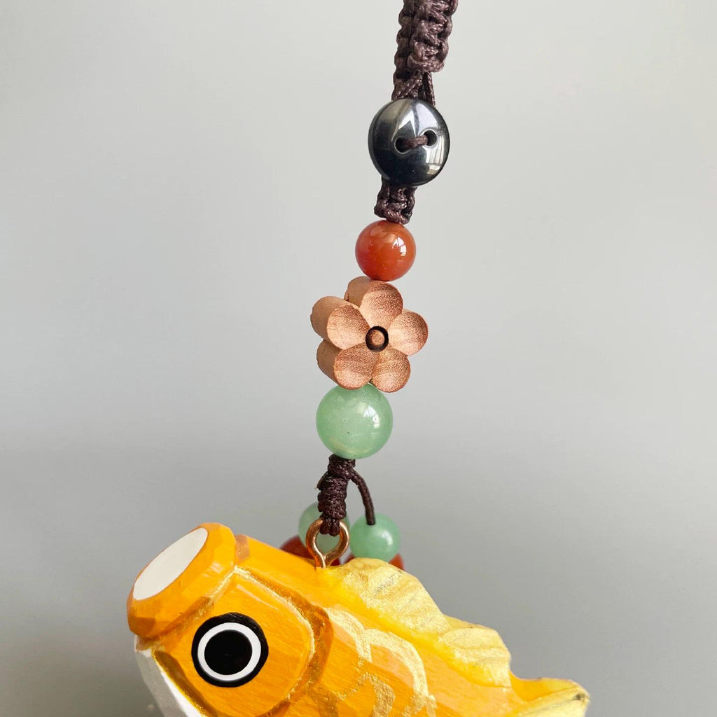 Hand Carved Wooden Koi Fish Keychain, Lucky Koi Bag Charm, Japanese Style Fish Pendant, Backpack Charm, Car Hanging Ornament Gift