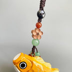 Hand Carved Wooden Koi Fish Keychain, Lucky Koi Bag Charm, Japanese Style Fish Pendant, Backpack Charm, Car Hanging Ornament Gift