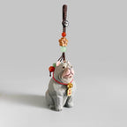 Hand Carved Wooden American Bully Bag Charm, Gray Dog Keychain, Car Mirror Charm, Backpack Charm, Dog Lover Gift