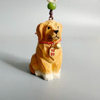 Hand Carved Wooden Golden Retriever Bag Charm, Dog Keychain, Car Mirror Charm, Backpack Charm, Golden Retriever Lover Gift