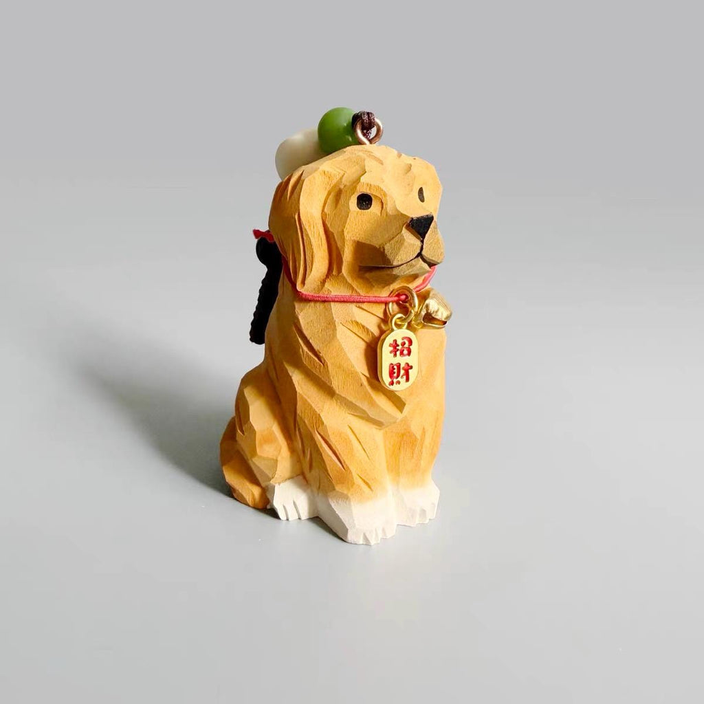 Hand Carved Wooden Golden Retriever Bag Charm, Dog Keychain, Car Mirror Charm, Backpack Charm, Golden Retriever Lover Gift