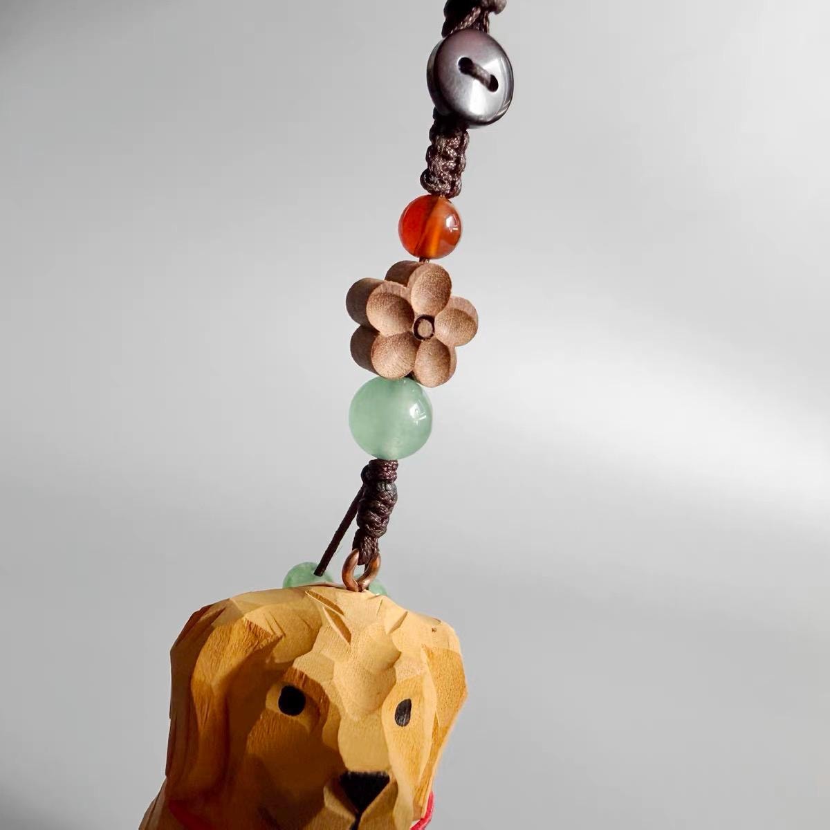 Hand Carved Wooden Golden Retriever Bag Charm, Dog Keychain, Car Mirror Charm, Backpack Charm, Golden Retriever Lover Gift