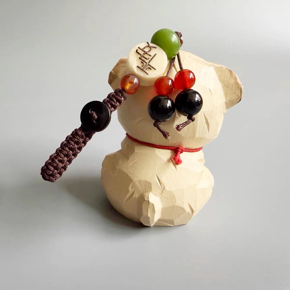 Hand Carved Wooden Pug Bag Charm, Handmade Pug Keychain, Wooden Dog Car Charm, Cute Backpack Charm, Dog Lover Gift, Lucky Hanging Ornament