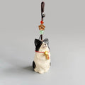 Hand Carved Wooden Border Collie Bag Charm, Black White Dog Keychain, Car Mirror Charm, Backpack Charm, Dog Lover Gift