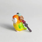 Hand Carved Wooden Lovebird Bag Charm, Orange Parrot Keychain, Car Mirror Charm, Backpack Charm, Bird Lover Gift