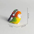 Hand Carved Wooden Lovebird Bag Charm, Orange Parrot Keychain, Car Mirror Charm, Backpack Charm, Bird Lover Gift