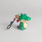 Hand Carved Wooden Crocodile Bag Charm, Green Alligator Keychain, Car Mirror Charm, Backpack Charm, Animal Lover Gift