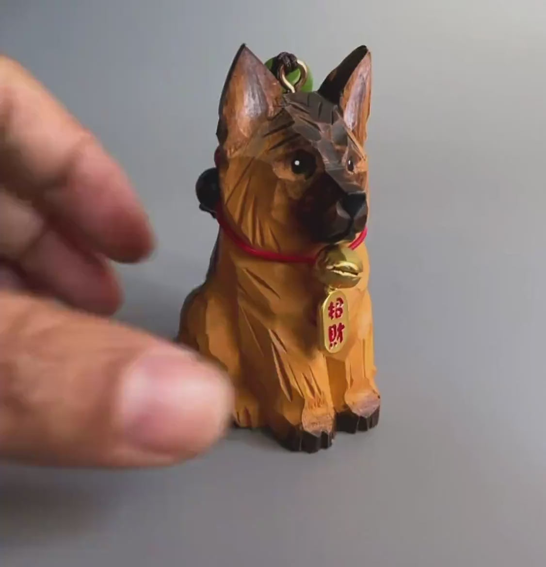 German Shepherd Keychain, Hand Carved Wooden Dog Bag Charm, Rearview Mirror Ornament, Puppy Pendant, Gift for Dog Lovers