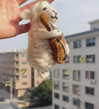 Japanese Style Lucky Guitar Lamb Wool Felt Pendant, Handmade Sheep Bag Charm, Cute Animal Keychain, Music Sheep Hanging Ornament Gift