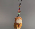 Japanese Hand Carved Lucky Cat Car Hanging Ornament, Wooden Rearview Mirror Charm, Feng Shui Car Charm, Cute Maneki Neko Car Decoration