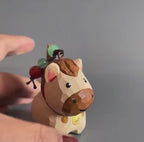 Hand Carved Japanese Style Miniature Wooden Dog Keychain, Basswood Puppy Charm, Lucky Dog Bag Charm & Hanging Ornament Gift