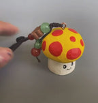Hand Carved Wooden Mushroom Keychain, Cute Yellow Mushroom Bag Charm, Kawaii Woodland Pendant, Backpack Charm, Gift for Her