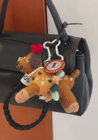 Nepal Handmade Wool Felt Polka Dot Dog Bag Charm, Cute Puppy Keychain Pendant, Animal Hanging Ornament, Backpack Charm, Lucky Gift
