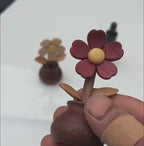 Hand Carved Wooden Flower Diffuser Decor – Aromatherapy Wood Sculpture, Natural Essential Oil Car Freshener, Desk Ornament, Handmade Gift