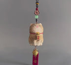Hand Carved Lucky Cat Charm Wooden Hanging Ornament, Cute Fortune Cat Rearview Mirror Charm, Car Back Charm, Bag Charm, New Year Gift
