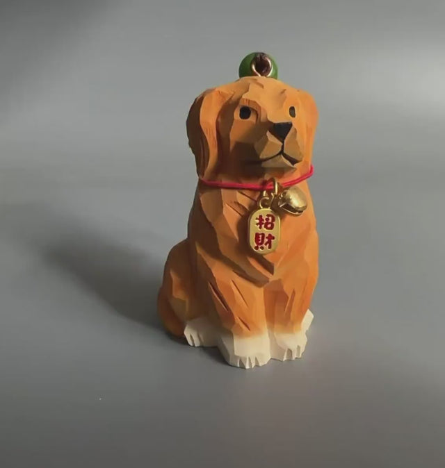 Hand Carved Wooden Golden Retriever Bag Charm, Dog Keychain, Car Mirror Charm, Backpack Charm, Golden Retriever Lover Gift