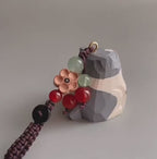 Handmade Wooden Sleeping Cat Keychain, Cute Animal Keyring, Car Rear Mirror Hanging Ornament, Cat Lover Gift, Minimalist Pet Pendant