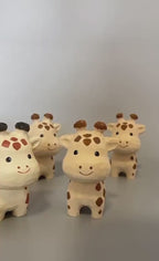 Japanese Style Miniature Giraffe Wooden Figurine, Hand Carved Basswood Animal Decor, Cute Desk Ornament, Shelf Decor, Gift for Friends