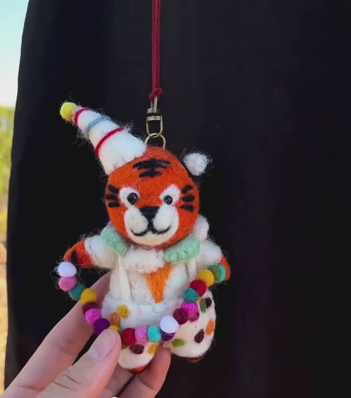 Handmade Felt Circus Animal Bag Charm, Cute Wool Tiger or Fox Keychain, Circus Backpack Charm, Soft Felt Ornament, Gift for Her