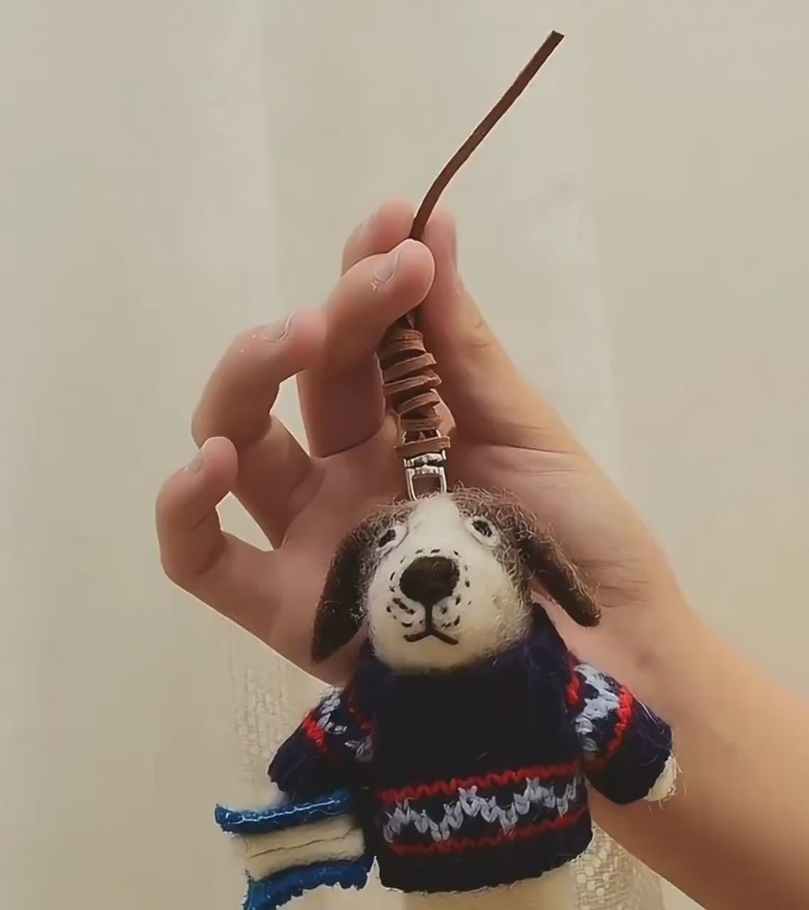 Japanese Style Handmade Felt Dog Keychain, Cute Puppy Charm, Wool Dog Bag Charm, Kawaii Animal Pendant, Backpack Accessory Gift