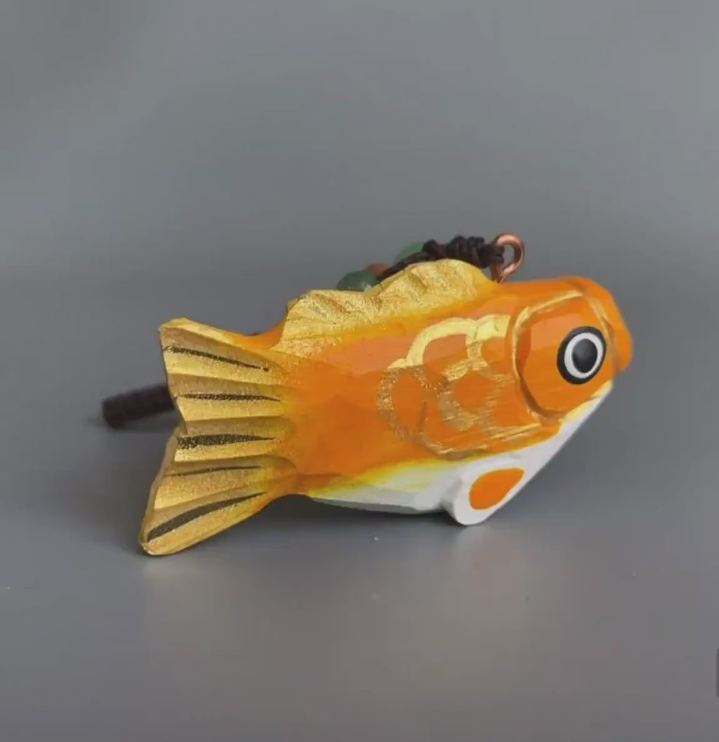 Hand Carved Wooden Koi Fish Keychain, Lucky Koi Bag Charm, Japanese Style Fish Pendant, Backpack Charm, Car Hanging Ornament Gift