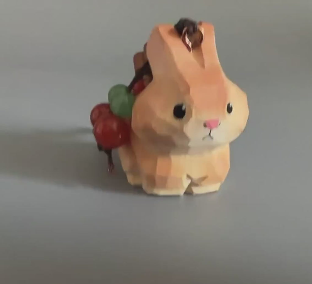 Hand Carved Wooden Rabbit Bag Charm, Cute Bunny Keychain, Car Mirror Charm, Backpack Charm, Rabbit Lover Gift