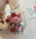 Cute Wool Felt Pig Keychain, Handmade Pig Bag Charm, Kawaii Animal Hanging Ornament, Felt Toy Pendant Gift, Lucky Pig Charm