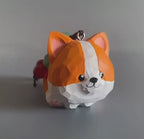 Hand Carved Wooden Corgi Keychain, Cute Dog Bag Charm, Handmade Wood Figurine Key Ring, Minimal Animal Gift for Friends