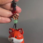 Japanese Style Wooden Little Prince Fox Pendant, Hand Carved Fox Keychain, Cute Fox Bag Charm, Lucky Hanging Ornament, Handmade Gift