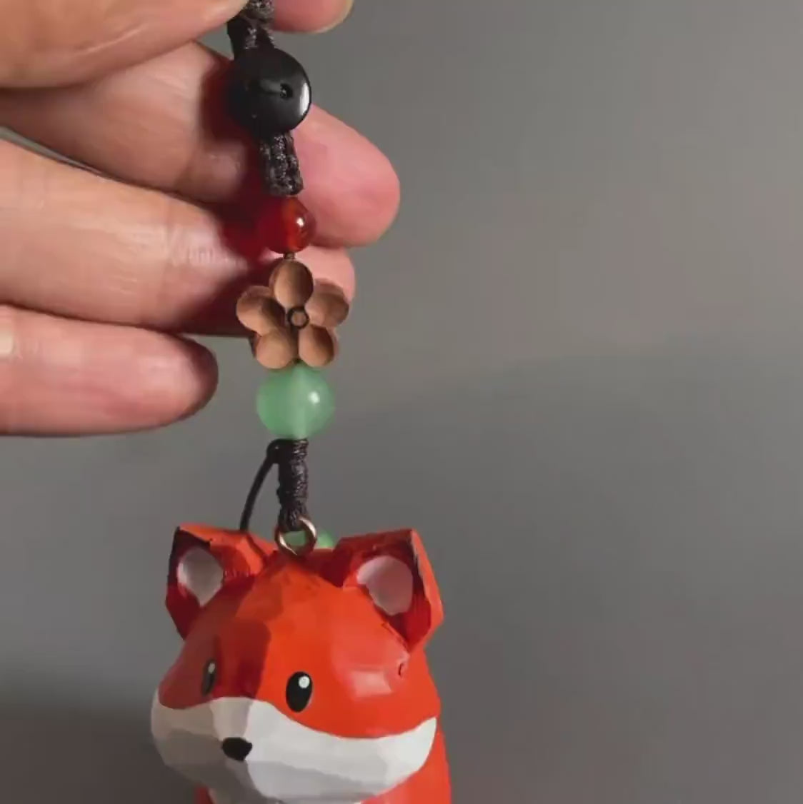 Japanese Style Wooden Little Prince Fox Pendant, Hand Carved Fox Keychain, Cute Fox Bag Charm, Lucky Hanging Ornament, Handmade Gift